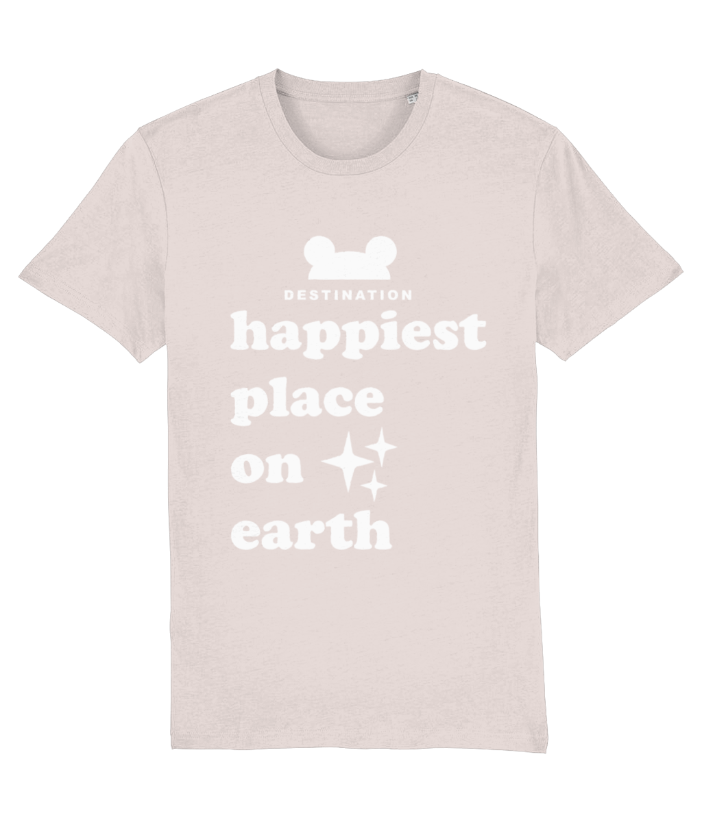 Pale Pink Destination Happiest Place On Earth Travel Day T-Shirt Unisex
