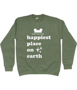 Olive Green Destination Happiest Place On Earth Travel Day Sweatshirt Unisex